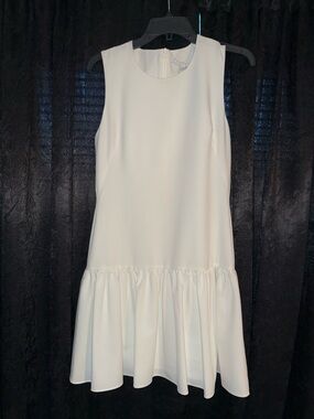 Black Halo Ivory Sleeveless Ruffle-Hem Mini Dress